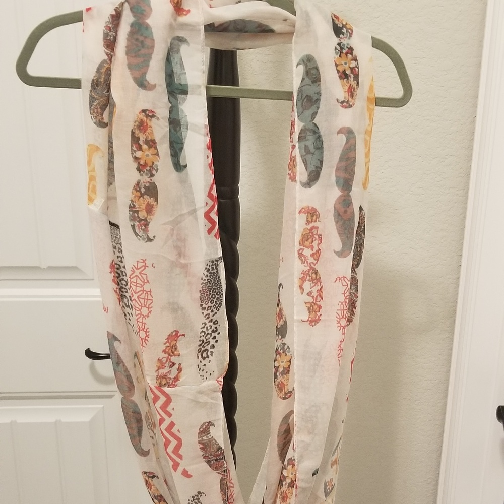 Multi-colored mustache infinity scarf